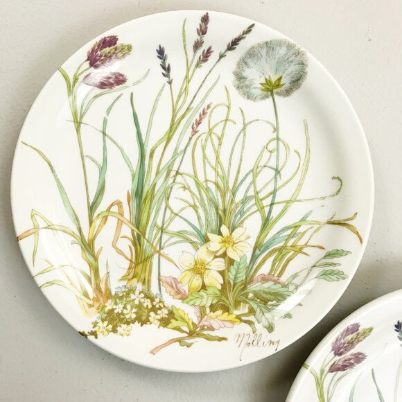 PILLIVUYT France Molling Porcelain Virginie Side Plates Set Of 2 7.75" Botanical - Picture 5 of 12